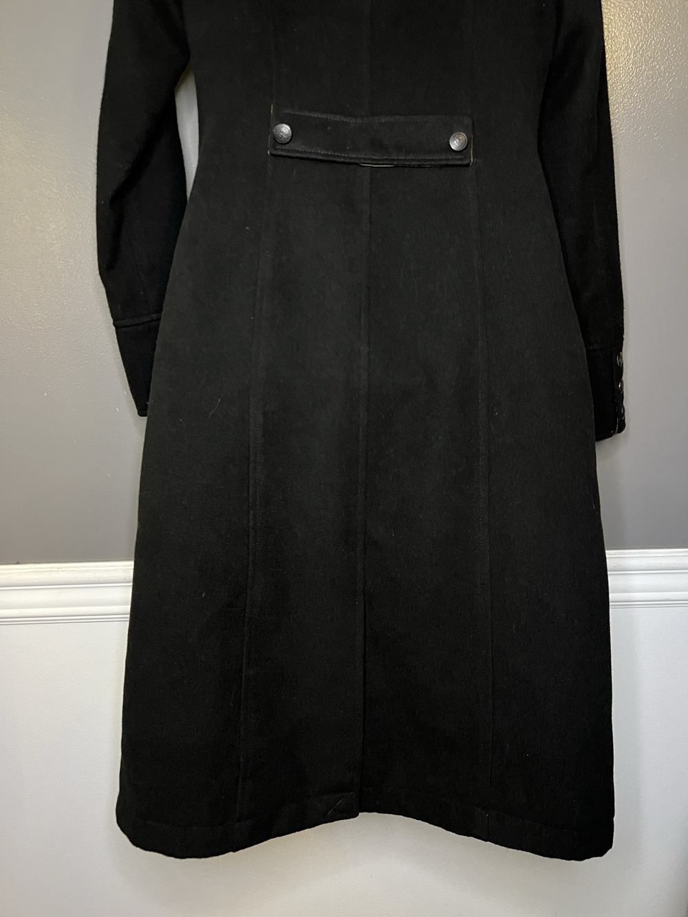 Free People Coat Womens 6 Black Long Double Breasted Military Pockets Lined - Picture 8 of 15